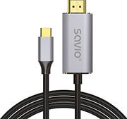 SAVIO CL-170 USB-C TO HDMI 2.0B CABLE 1M SILVER-BLACK GOLD TIPS