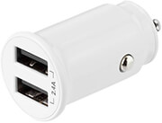 DELTACO USB-CAR125 USB CAR CHARGER 2X USB-A 2 4 A TOTAL 12 W WHITE