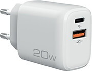 NOD E-WALL AC20 UNIVERSAL ΦΟΡΤΙΣΤΗς USB-A QC3.0 & USB-C PD3.0 20W WHITE