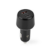 NEDIS CCPD65W100BK CAR CHARGER 2.0 / 3.0 / 3.25A WITH 2 PORTS USB-A / USB-C 65W