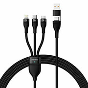 BASEUS CABLE 3IN1 FLASH II USB + TYPE-C TO LIGHTNING + TYPE-C + MICRO-USB 1.5M 3.5A BLACK 100W