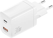 4SMARTS WALL CHARGER PD DUAL PORT USB + TYPE-C 30W WHITE