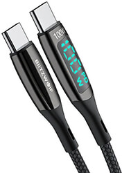BLITZWOLF BW-TC23 USB-C TO USB-C CABLE WITH DISPLAY 100W 1.8M BLACK