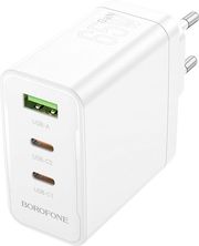 BOROFONE BN12 WALL CHARGER 65W 5A 1X USB-A + 2X TYPE-C WHITE