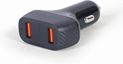 GEMBIRD 2-PORT USB CAR FAST CHARGER QC3.0 36 W BLACK