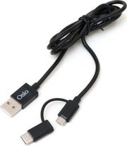 OSIO OTU-495B ΚΑΛΩΔΙΟ USB ΣΕ MICRO USB & USB TYPE C ΜΕ ΑΝΤΑΠΤΟΡΑ 1 M