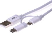 OSIO OTU-495W ΚΑΛΩΔΙΟ USB ΣΕ MICRO USB & USB TYPE C ΜΕ ΑΝΤΑΠΤΟΡΑ 1 M